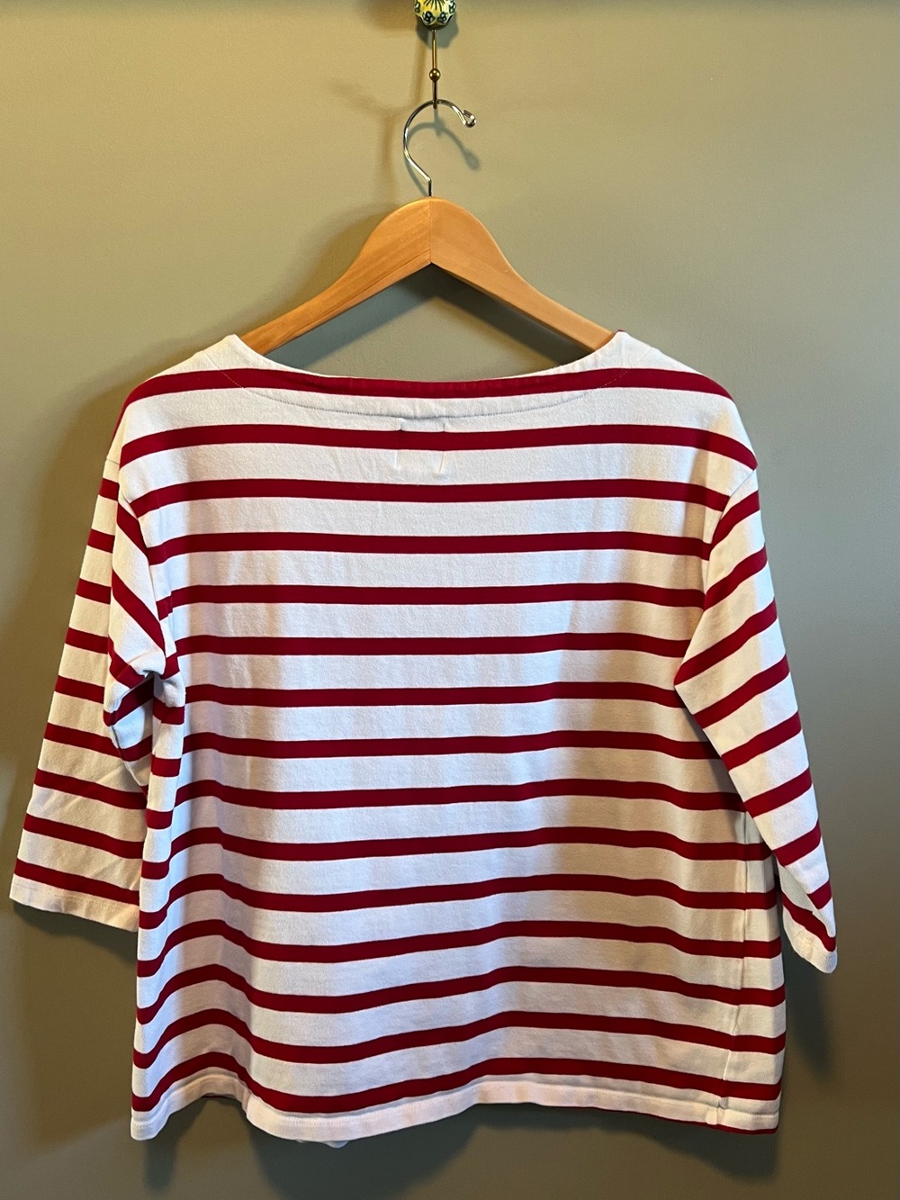Nines by Hatch Red & White Striped Boatneck Maternity Shirt - Picture 6 of 7